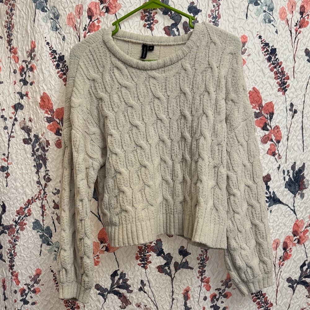 Moon & Madison Cable Knit Sweater - Light Gray